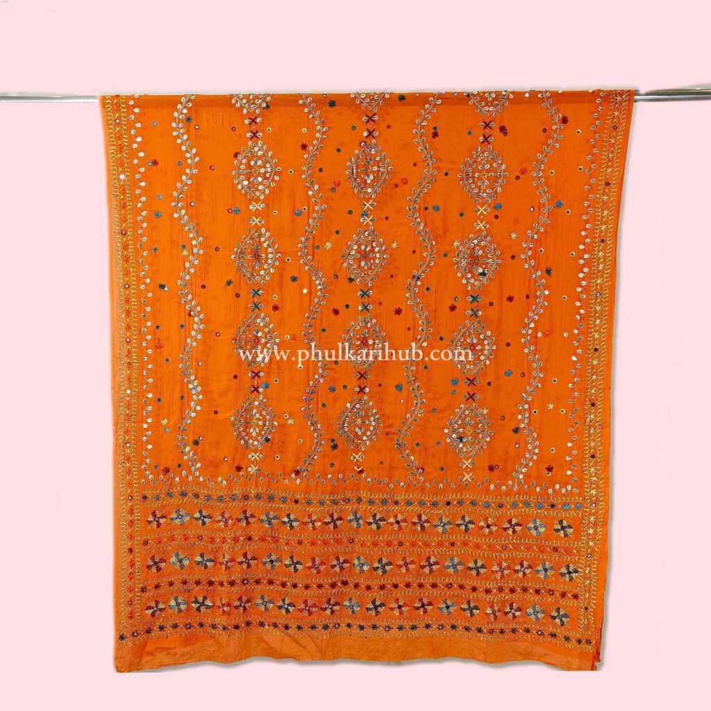 Semi Hand Embroidered Gotta-Patti Phulkari Dupatta