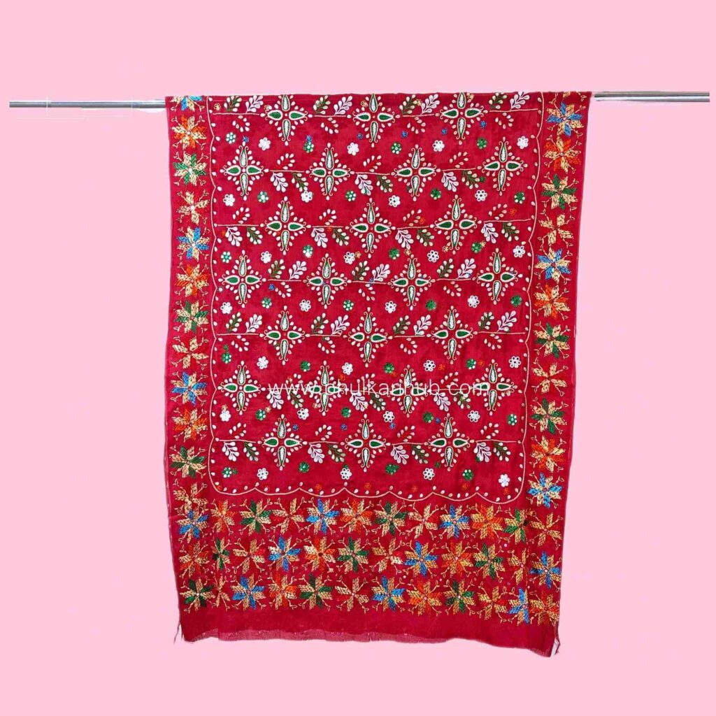 Pure Hand Embroidered Gotta-Patti Phulkari Dupatta